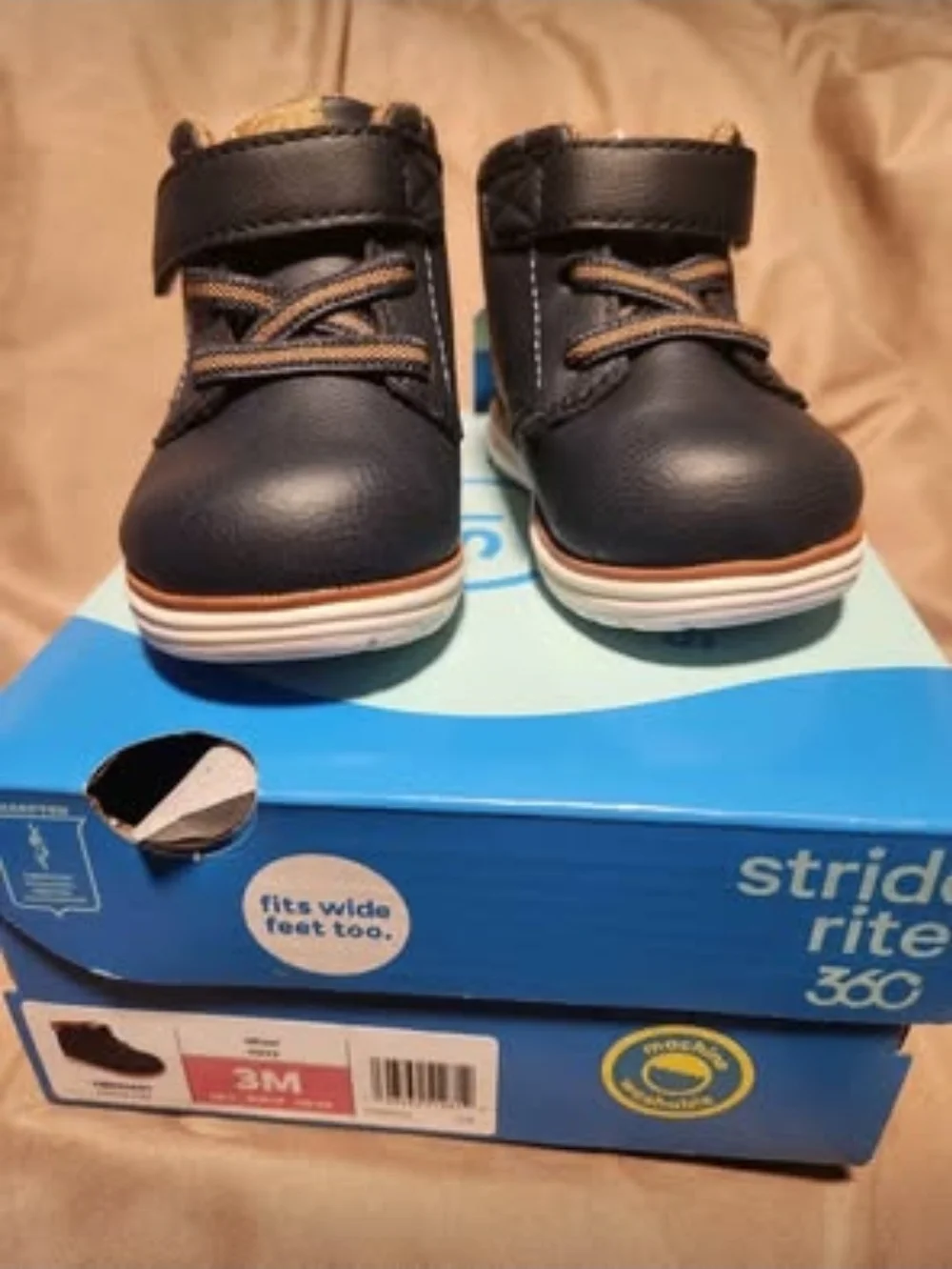 Stride Rite Navy Toddler Boots with Hook-and-Loop Closure